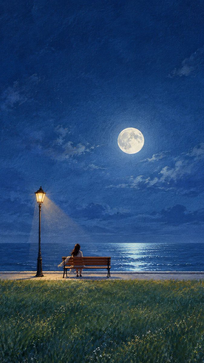 ShamyaCool's tweet photo. The evening breeze surges, and the world falls silent; gazing out at the distant moonlight, one feels a lingering, wordless sense of destiny. https://t.co/srMKenmZWz