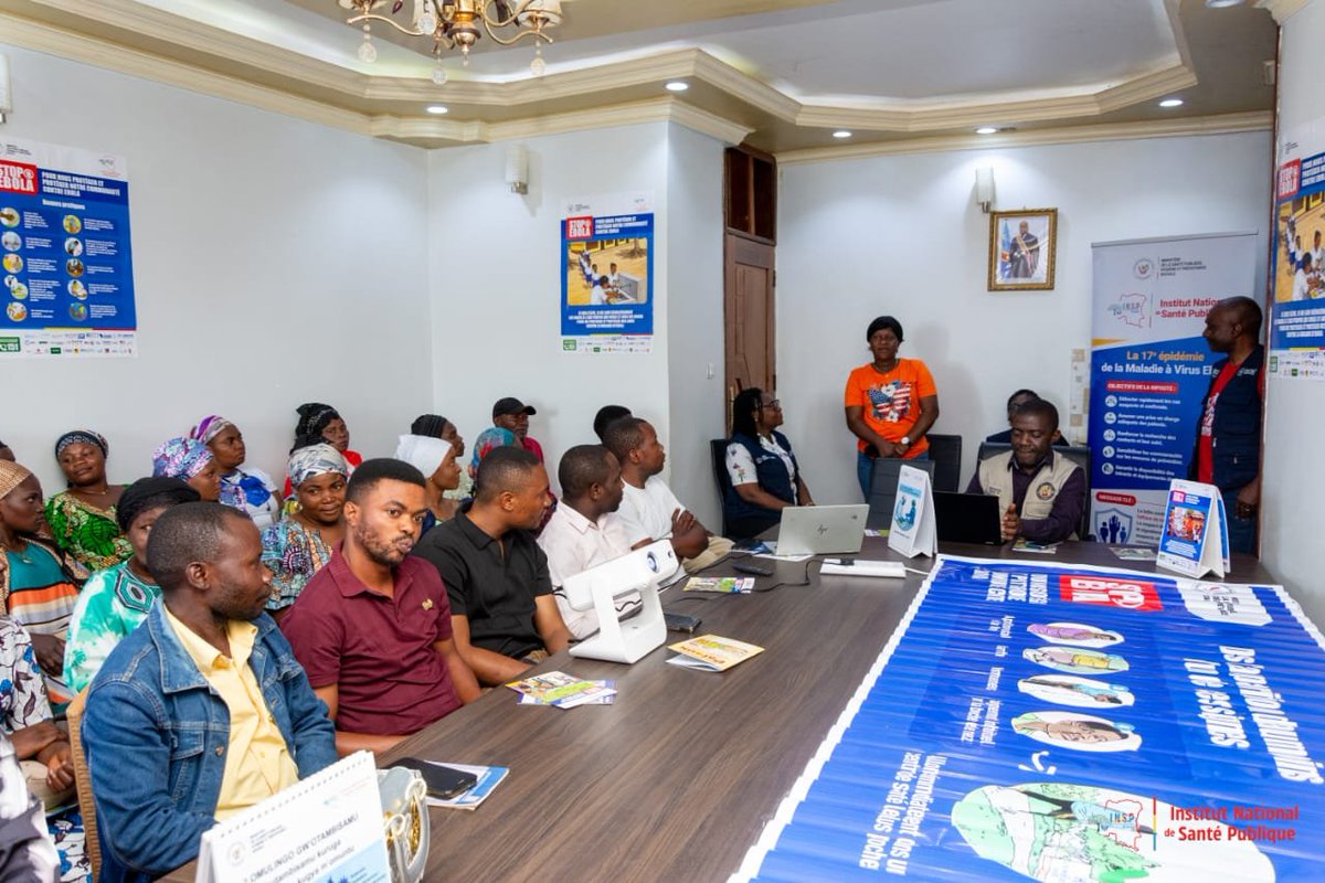 Insprdc's tweet photo. #RDC🇨🇩 | #RIPOSTE EBOLA : L’#INSP RENFORCE LES ENSEIGNANTS, ACTEURS CLÉS DE LA PRÉVENTION. 

📍 #Bunia, 3 octobre 2026. L’Institut National de Santé Publique (#INSP), Coordonnateur de la riposte, a sensibilisé plus de 30 enseignants des écoles kimbanguistes sur la Maladie à Virus Ebola.

🧪 Au cœur de cette session : signes d’alerte, modes de transmission et mesures de prévention, pour renforcer la détection précoce et limiter les risques de propagation en milieu scolaire.

Au quotidien, les enseignants sont en contact avec de nombreux élèves. Les outiller en connaissances et en bonnes pratiques, c’est renforcer leur protection et leur capacité à contribuer à la surveillance communautaire et à la protection des enfants.

➡️ Une riposte efficace repose aussi sur une communauté informée, vigilante et engagée.

#RDC #INSP #Ebola #StopEbola #Bunia #SantéPublique
@Presidence_RDC @MinSanteRDC @OMSRDCONGO @UNICEFDRC @fhi360 @AfricaCDC @SANRU_asbl