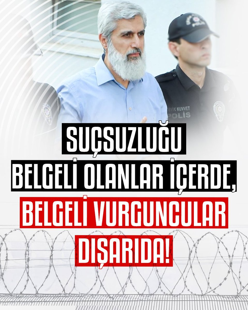 _liderhoca1's tweet photo. Suçsuzluğu belgeli olanlar içerde, belgeli vurguncular dışarıda!

AsılSuçlular Yargılanmıyor
AlparslanHocaya Ozgürlük
SemraHocaya Ozgürlük
ZulmeKarşı Meydanlardayız
Kardeşlerimizi SerbestBırakın https://t.co/XHCJMOPjRF