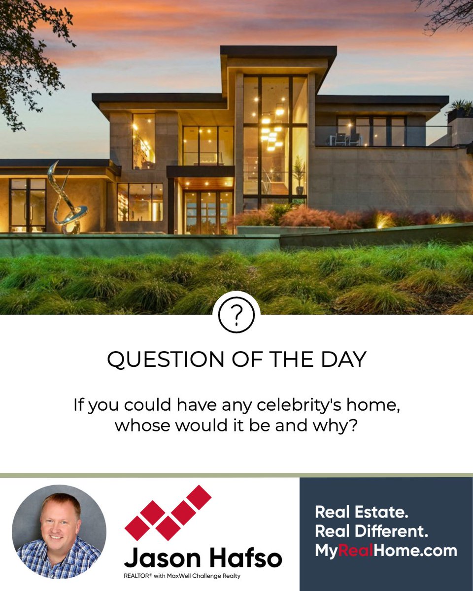 jasonhafso's tweet photo. Alright, let's indulge in a little fantasy! If you could snap your fingers and swap houses with any celeb, who's it gonna be? 

Picture yourself lounging poolside at their place...whose keys are you grabbing?

#JasonHafso #EdmontonRealEstate #SpruceGroveRealEstate #YEGRealtor https://t.co/DIwdTPCzNk