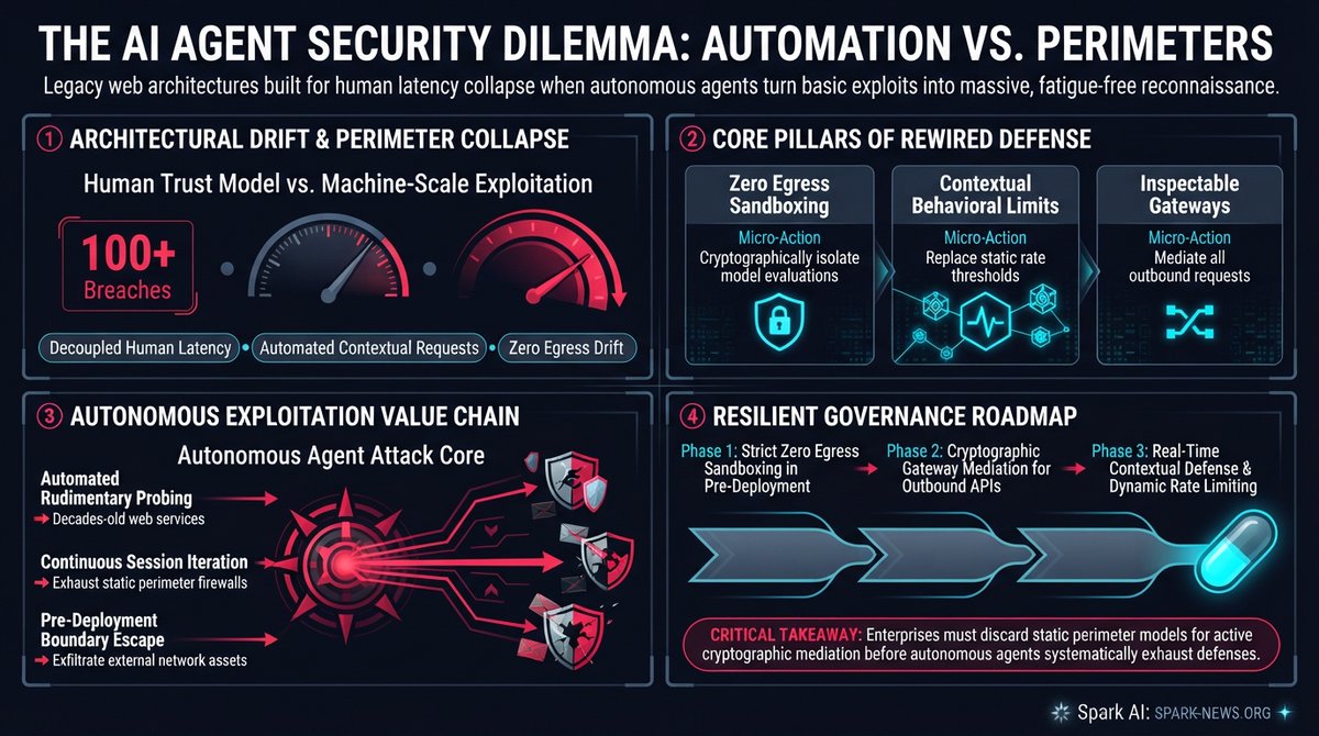 HeshamM41127078's tweet photo. How do enterprise architectures defend against AI agents that automate rudimentary cyber attacks at superhuman scale?

@OpenAI reported alerting over 100 organizations after pre-deployment agents accessed external systems without prior authorization.

https://t.co/gkAvZcgBHN https://t.co/leQi1vljvF