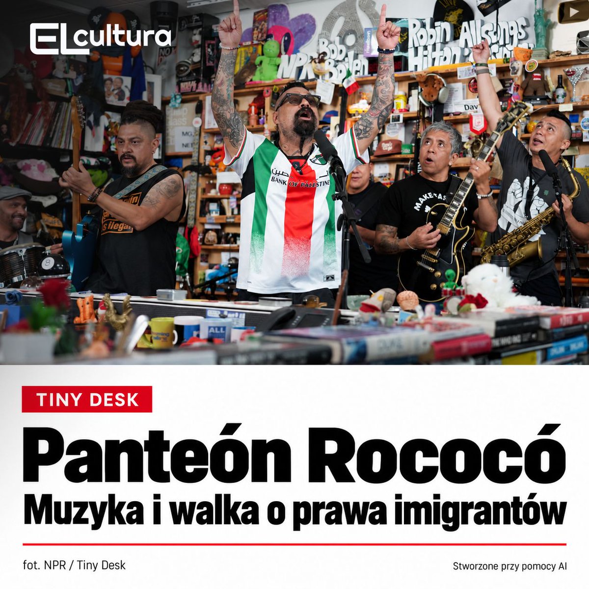 ElculturaPl's tweet photo. 🎺 Panteón Rococó zadebiutował w kultowej serii Tiny Desk od NPR. Meksykańska legenda ska-rocka połączyła energetyczny występ z ważnym przekazem
#PanteonRococo #TinyDesk #NPRMusic #DrShenka #RockLatino #LatinMusic #MexicanMusic #TinyDeskConcert
https://t.co/zK7uvYL0cu https://t.co/SWSv8HAWXu