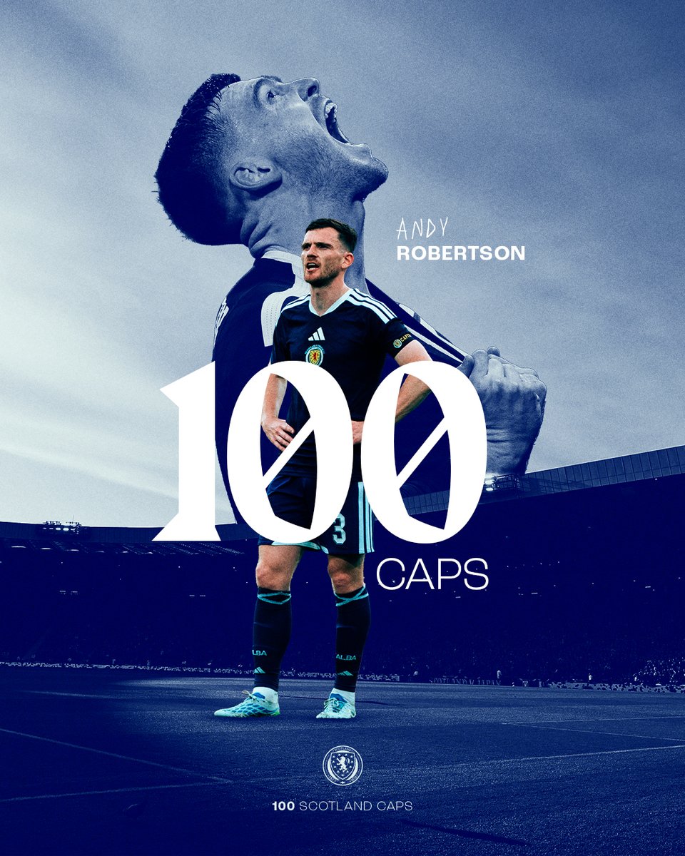 ScotlandNT's tweet photo. Our captain. Our centurion.

A man who has led us into three major tournaments.

Nobody has worked harder to get to where he is today – and nobody deserves it more.

Congratulations on your 100th cap, Robbo. https://t.co/JilHaMWjBG