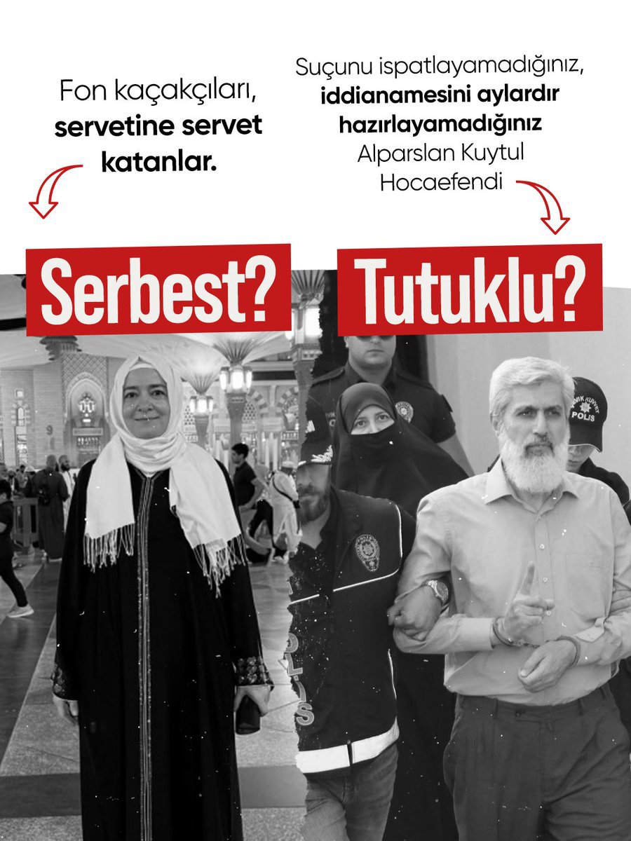 HakikatinSs's tweet photo. Servetine servet katan fon kaçakçıları serbest! Henüz iddianamesi bile hazır olmayan Alparslan Kuytul Hocaefendi tutuklu!

AsılSuçlular Yargılanmıyor
AlparslanHocaya Ozgürlük
SemraHocaya Ozgürlük
ZulmeKarşı Meydanlardayız
Kardeşlerimizi SerbestBırakın https://t.co/ATwU3OZA1C