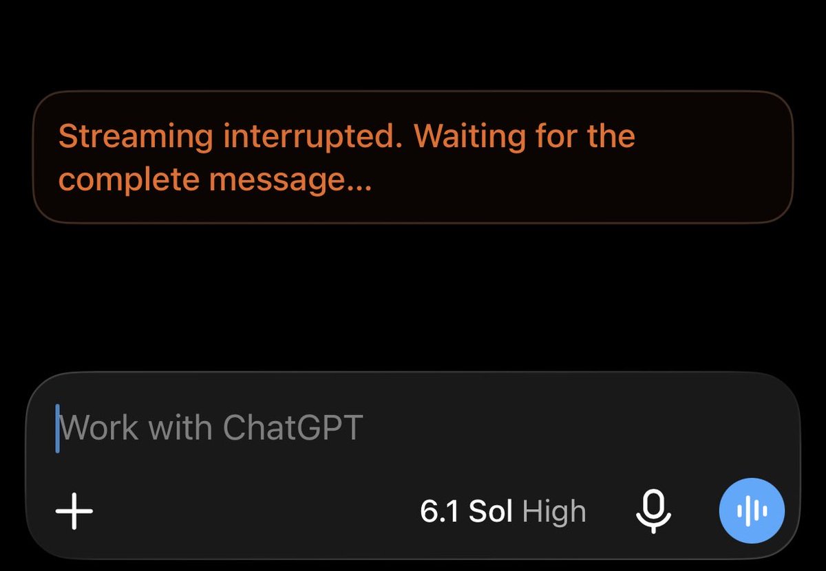 mikejlow's tweet photo. Sol 6.1 been so slow @thsottiaux 
Thinking of jumping back to @claudeai for opus 5.5 https://t.co/IgFyHNpSJ2