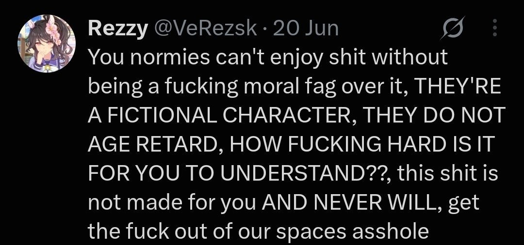 umatoreslop's tweet photo. Exposing Bigoted Umatore Fans Part 7: @VeRezsk 
Bigotry: ableism, homophobia, lolicon, 
#umamusume #umatore #umatwt https://t.co/TtWDqWnETL