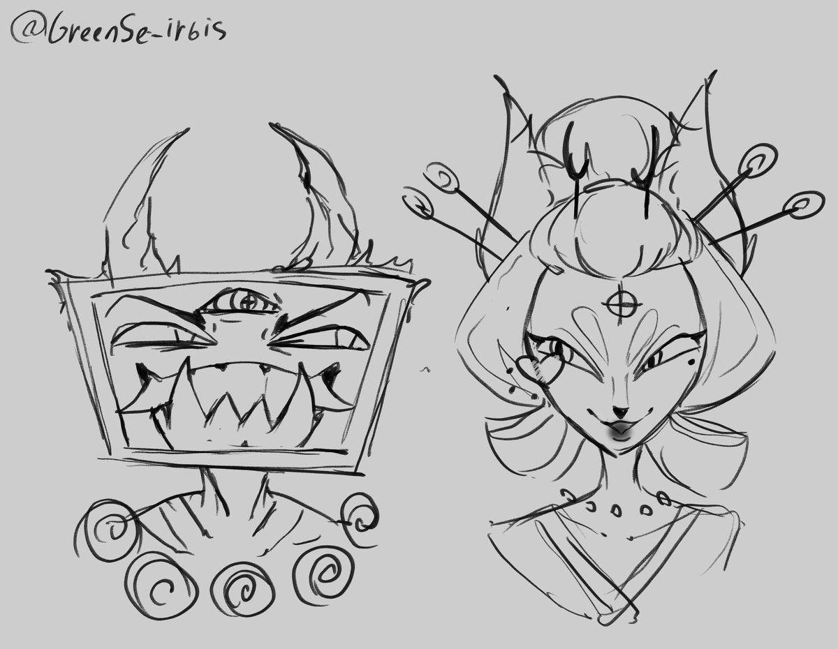 GreenSe_irbis's tweet photo. Day 2 — Cosplay. 
🪭Japanese mythology
 Alastor as a kitsune &amp; Vox as an oni demon  #alvoxtober2026 #Alastor #Vox https://t.co/lVq0SnTJCV