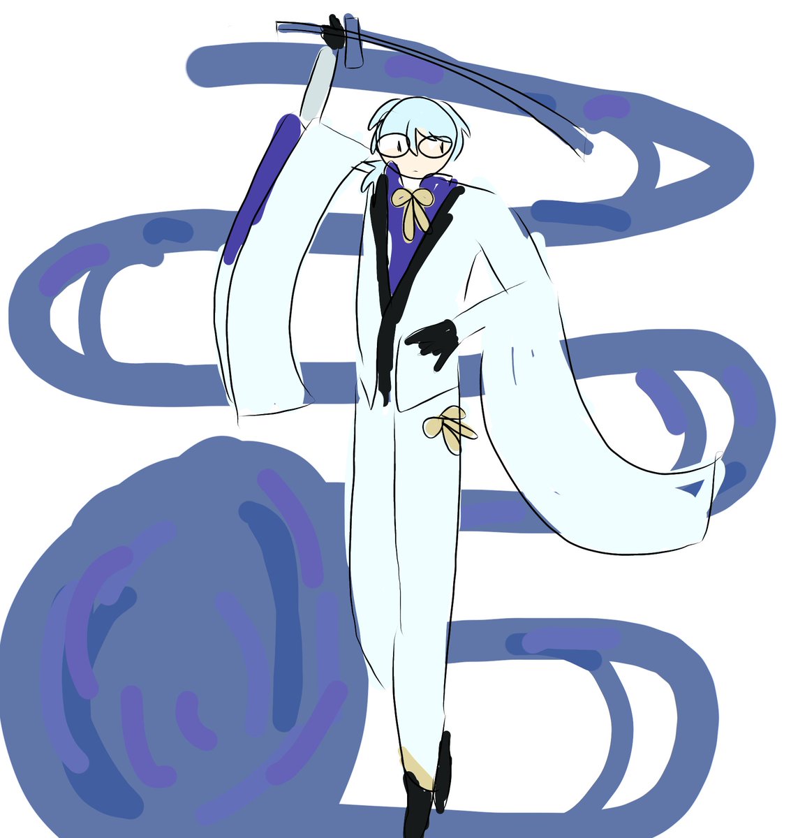 genshinsquiggle's tweet photo. Drawing #GenshinImpact characters badly day 47 - Kamisato Ayato https://t.co/OefDi9oHBm