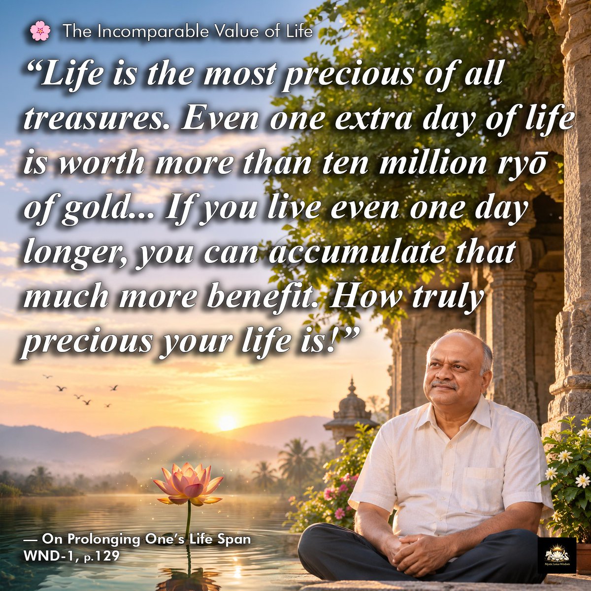fifthgen's tweet photo. Life is the most precious of all treasures.
The Incomparable Value of Life
On Prolonging One’s Life Span
https://t.co/C2SchtL8ck
Nam-Myoho-Renge-Kyo 🙏
#DailyGosho #NichirenBuddhism #GoshoQuote #ValueofLife #Hope #NamMyohoRengeKyo #SGI #LotusSutra #Faith #TamilGosho #நிசிரேன் https://t.co/wF8Pj45xr3