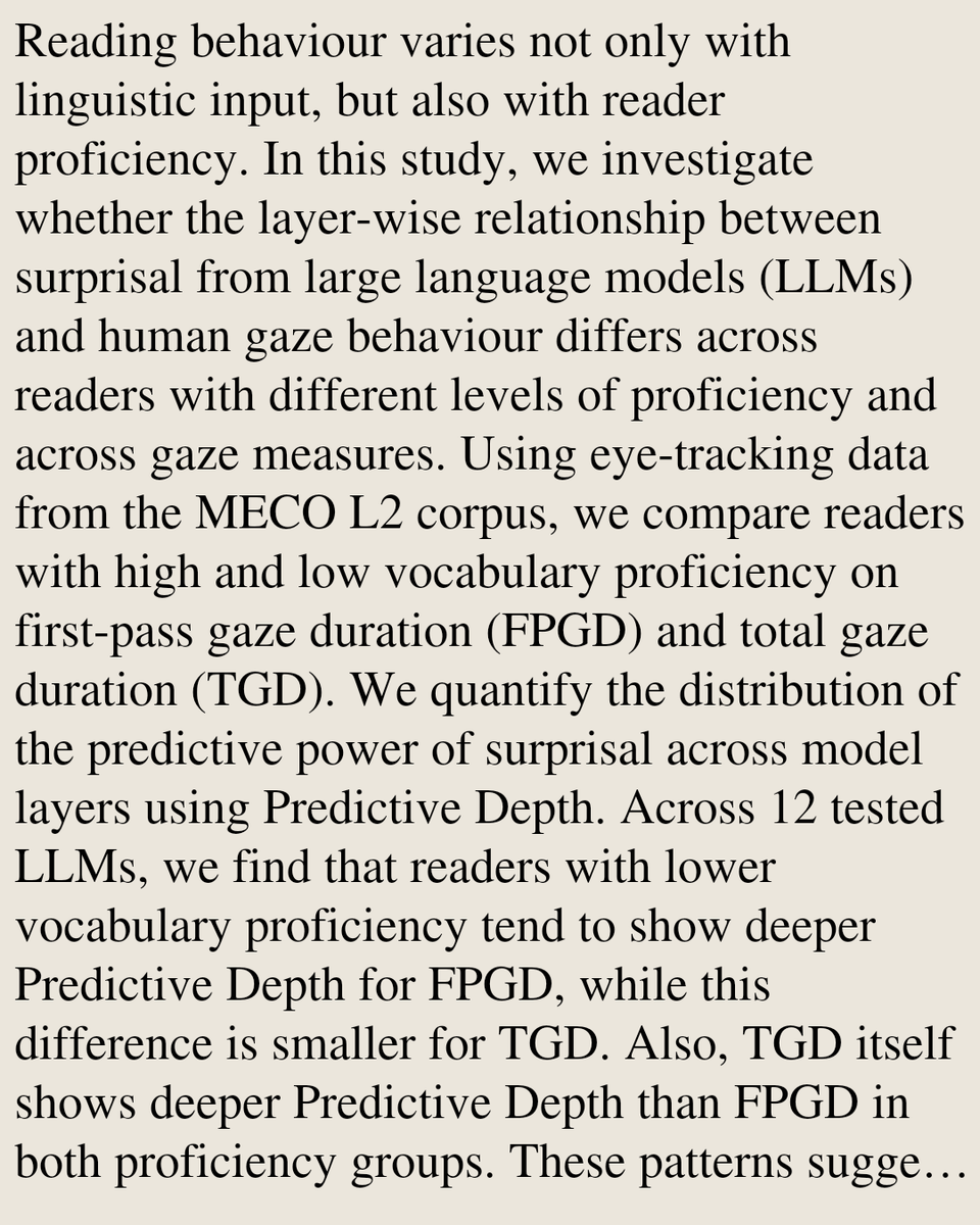 HEI's tweet photo. Reader Proficiency Shapes Layer-wise Surprisal Profiles

Akio Hayakawa, Horacio Saggion
https://t.co/o09ervsKUW [𝚌𝚜.𝙲𝙻] https://t.co/MCt60tmgwt