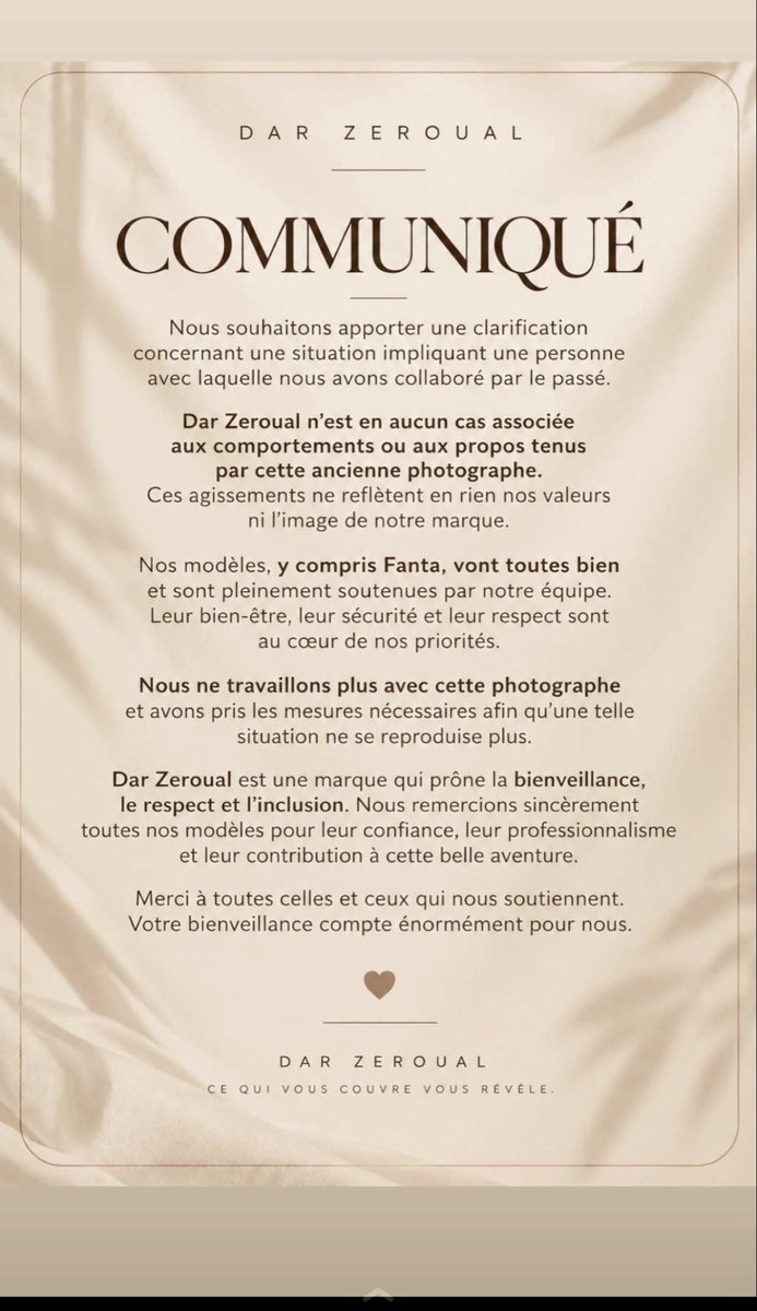 9imane9's tweet photo. Le communiqué de la marque, je tiens encore a preciser que ils n’ont rien a voir avec ca et qu’ils ont fait le nécessaire https://t.co/tpbjoDX9Pz