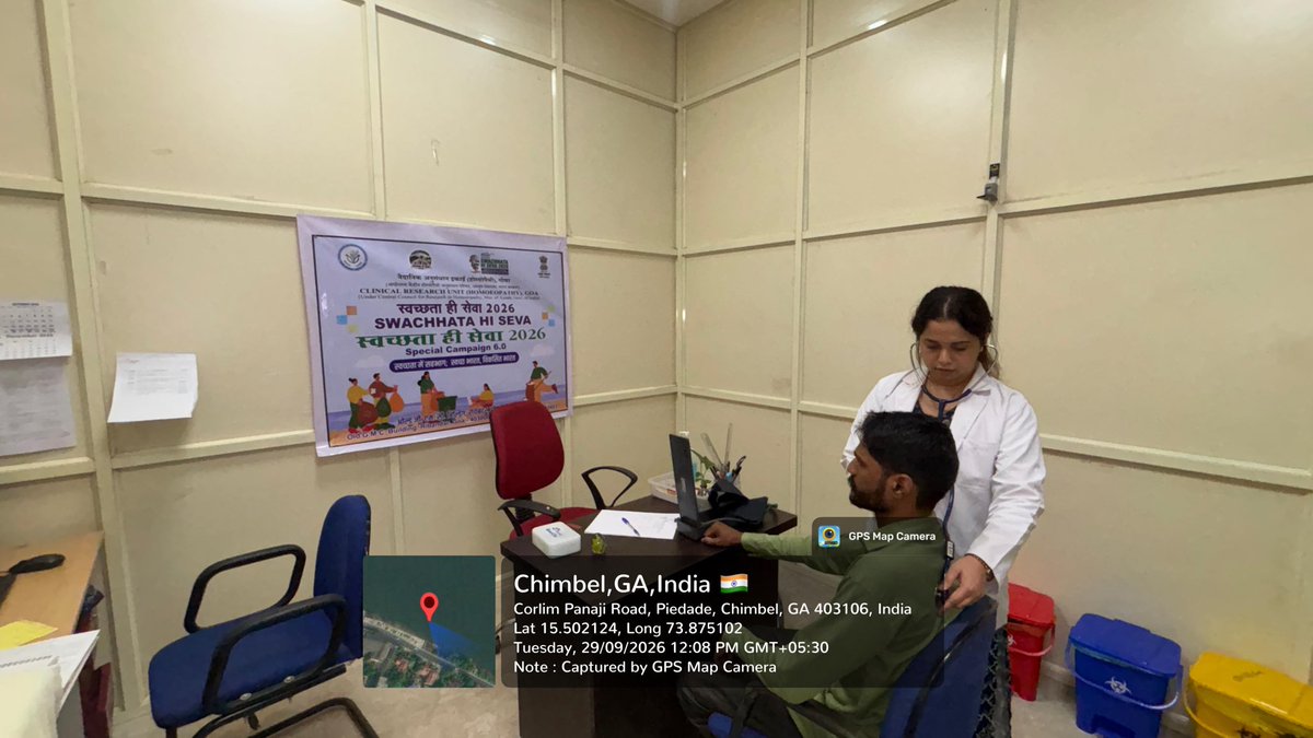 cruhgoa's tweet photo. As part of SHS 2026, CRU(H), Goa hosted a Safai Mitra Shivir on 29.09.2026 for housekeeping &amp; outsourcing staff of AYUSH Health Services, Goa.Dr. Mayura Faldessai, JRF(H), conducted physical examinations and provided free Homoeopathic consultation &amp; medicines, https://t.co/2qGcv8b79S