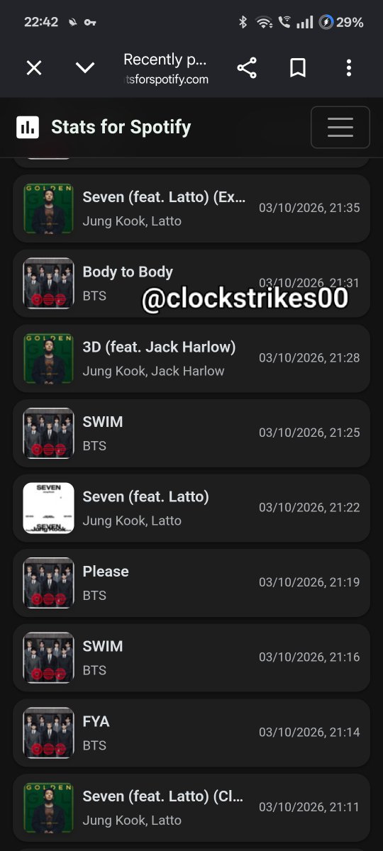 clockstrikes00's tweet photo. @aan_neeb Stats for Spotify 

Pl- https://t.co/FkltqgdO1f https://t.co/RPk97UckMV
