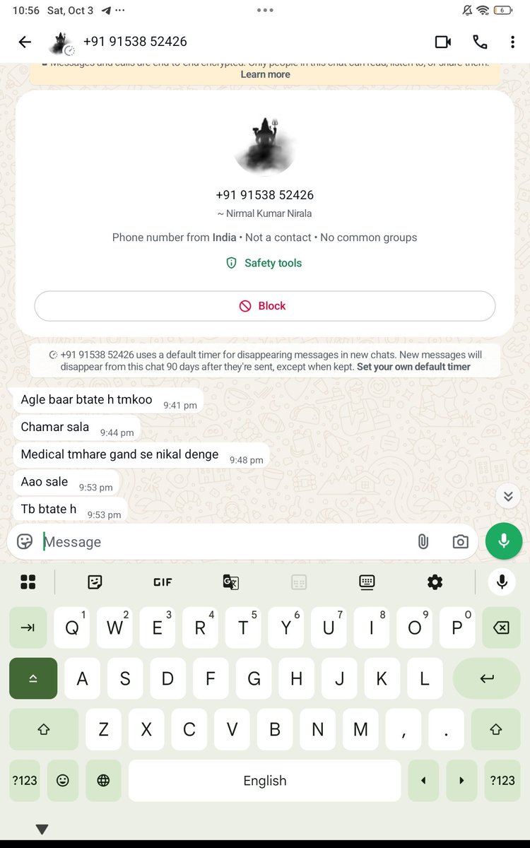 boy850993's tweet photo. On 3 Oct, my father had to visit the post office personally to collect the parcel. When I questioned the official about non-delivery, he allegedly used abusive and caste-based language against me. I have screenshots of the WhatsApp messages as evidence. https://t.co/usm2w9rsPp