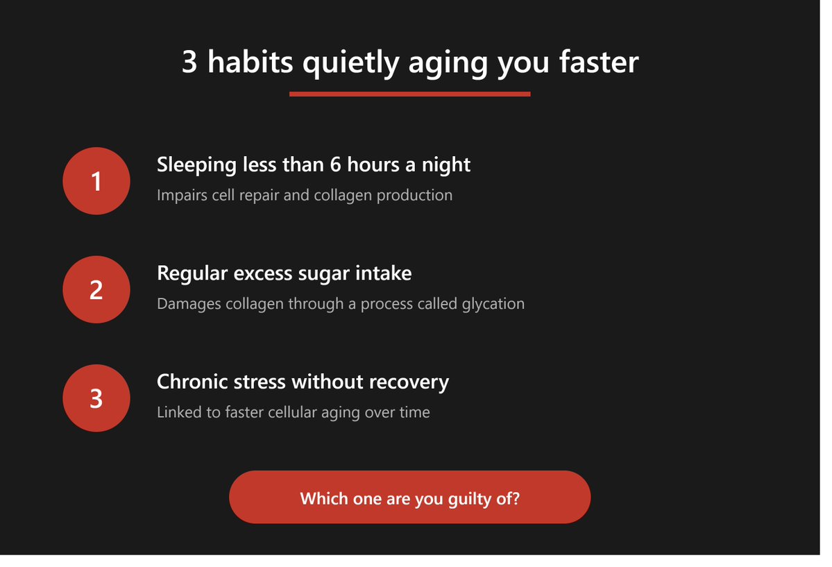 HealthHacksDay's tweet photo. 3 habits are quietly aging you faster than you should be.

None of them are smoking. None of them are what you'd expect.

#2 is the one almost nobody takes seriously.

Which one are you guilty of? Be honest. 👇 https://t.co/OJlrrHV7Gm