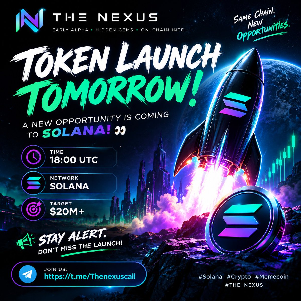 Thenexuscall's tweet photo. 🚨 TOKEN LAUNCH TOMORROW! 🚀
A new opportunity is coming to Solana! 👀🔥
🕕 Time: 18:00 UTC
🔗 Network: SOLANA
🎯 Target: $20M+
Stay alert. Don't miss the launch! ⚡
📢 Join us:
https://t.co/zIrlIBtzXg
#Solana #Crypto #Memecoin #THE_NEXUS https://t.co/bTMClXFK9r