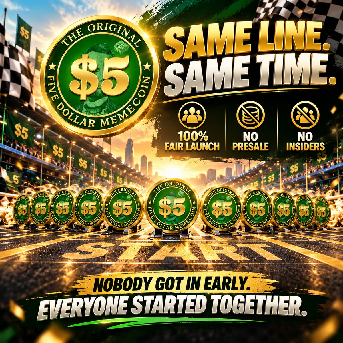5dollardotfun's tweet photo. 𝗦𝗔𝗠𝗘 𝗟𝗜𝗡𝗘. 𝗦𝗔𝗠𝗘 𝗧𝗜𝗠𝗘. 🟢💵

𝗡𝗼𝗯𝗼𝗱𝘆 𝗴𝗼𝘁 𝗶𝗻 𝗲𝗮𝗿𝗹𝘆. 𝗘𝘃𝗲𝗿𝘆𝗼𝗻𝗲 𝘀𝘁𝗮𝗿𝘁𝗲𝗱 𝘁𝗼𝗴𝗲𝘁𝗵𝗲𝗿. ⚡

$𝗙𝗜𝗩𝗘 𝗶𝘀 𝗯𝘂𝗶𝗹𝘁 𝗮𝗿𝗼𝘂𝗻𝗱 𝗮 𝟭𝟬𝟬% 𝗙𝗮𝗶𝗿 𝗟𝗮𝘂𝗻𝗰𝗵 — 𝗡𝗼 𝗣𝗿𝗲𝘀𝗮𝗹𝗲. 𝗡𝗼 𝗜𝗻𝘀𝗶𝗱𝗲𝗿𝘀. 🚀

#𝗙𝗜𝗩𝗘 #𝗙𝗶𝘃𝗲𝗗𝗼𝗹𝗹𝗮𝗿𝗠𝗲𝗺𝗲𝗰𝗼𝗶𝗻 #𝗙𝗮𝗶𝗿𝗟𝗮𝘂𝗻𝗰𝗵 #𝗦𝗼𝗹𝗮𝗻𝗮 #𝗣𝘂𝗺𝗽𝗙𝘂𝗻 #𝗠𝗲𝗺𝗲𝗰𝗼𝗶𝗻 #𝗖𝗿𝘆𝗽𝘁𝗼 #𝗪𝗲𝗯𝟯