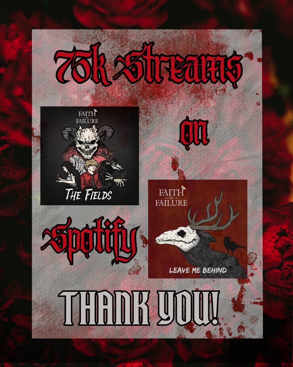 FaithInFailure's tweet photo. 75,000+ streams on “Leave Me Behind” on Spotify! 🖤

Thank you to everyone who’s listened, shared, and helped keep this song moving! We appreciate every single one of you! 🤘🏻

Listen wherever you stream here:
https://t.co/AyPJ4OhgIP https://t.co/H3qO2Fp2HF