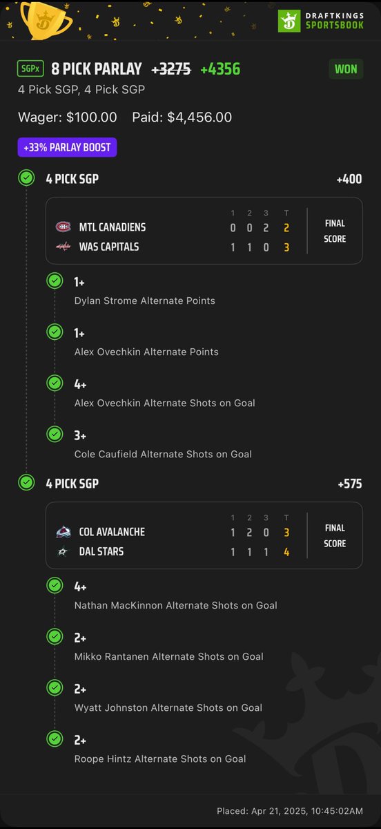 BrookieJ07's tweet photo. I didn’t just start watching hockey btw for the weirdos that wanna come to my page and talk shit. Been 3 years watching and learning. This is just a few of the wins I’ve given out. Get off my fat ass imaginary nuts 🥜 https://t.co/02CYkc7df8