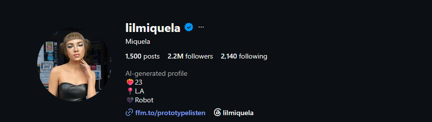 MariannaOnRH's tweet photo. LILMIQUELA is the biggest AI influencer!  

She has has 2.2M followers on her Instagram account  while all others have <500k

Her instagram account: https://t.co/AAgRTFvOke

I will contact the owner and get him onboarded now and get a post out. Lets push this to top of agency. https://t.co/xpJuV5ooZ9