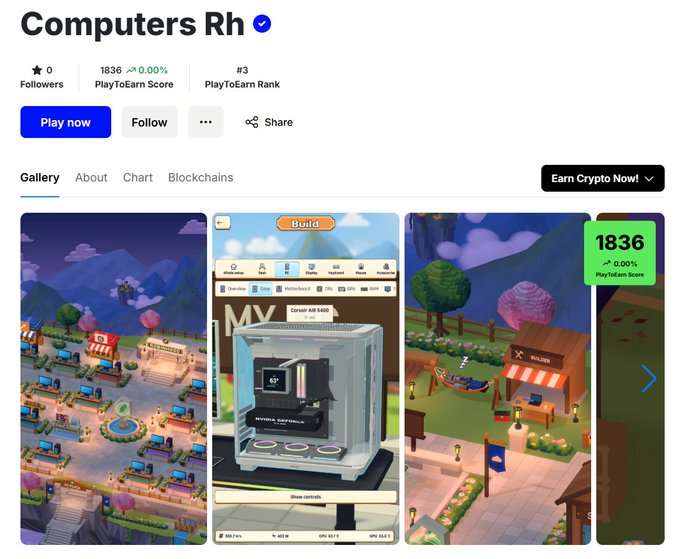ibraProfit's tweet photo. @ComputersRh just debuted at #3 on PlayToEarn’s Top 50 Blockchain Games. 

🤝 Register Now : https://t.co/KedUj05vAu 

Builder : @0xArtix 

#ComputersRh #web3 #Robinhood #Web3Gaming #nft #gaming #p2e #PlayToEarn #PlayToEarns #rh https://t.co/1FV7FdYdkw