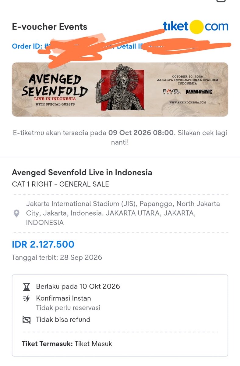 calybonara's tweet photo. wts tiket a7x cat 1 right, aku bantu urus sampe ke venue

Boleh nego

HMU klo tertarik dan mau beli instagram @cherysslla fst respon

#avengedsevenfold #wts #a7x https://t.co/HQ1naoXCV3