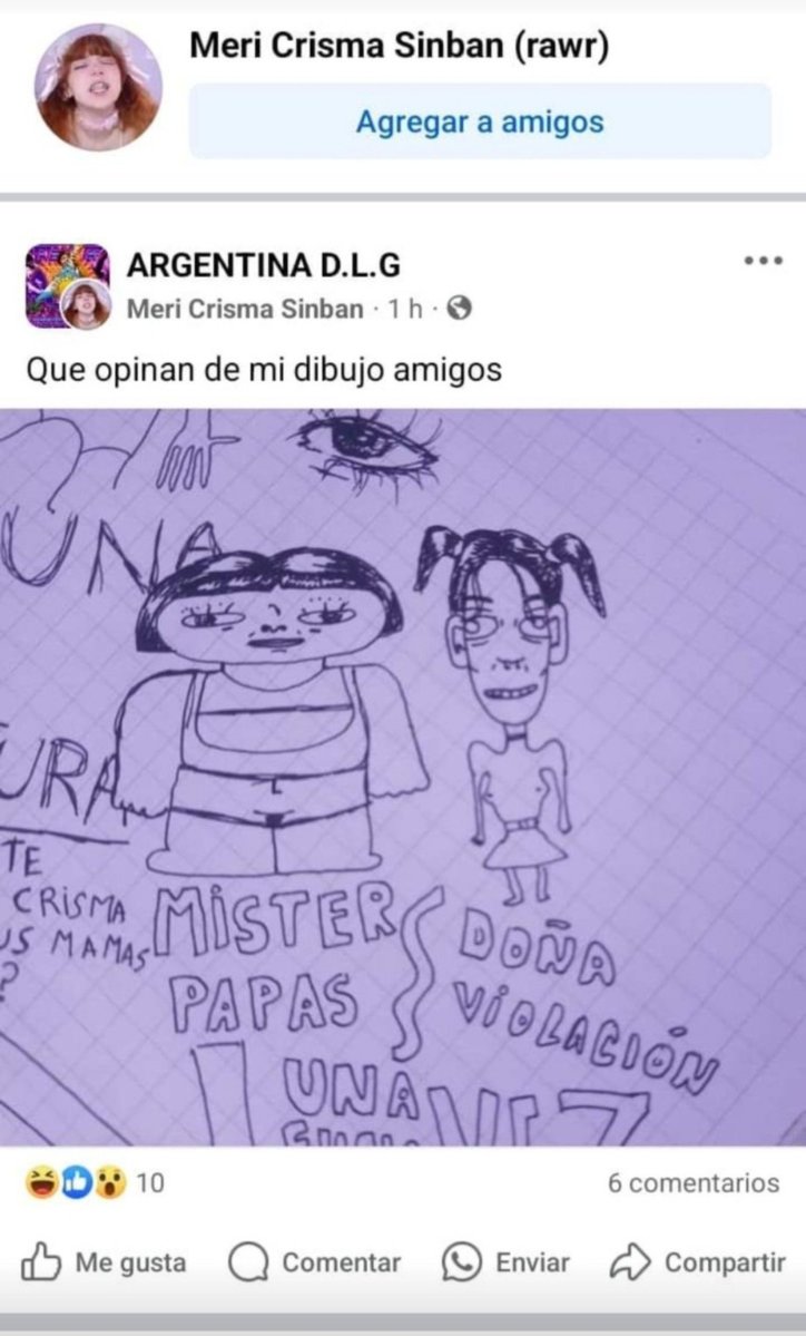 delipticus's tweet photo. @natanlord_pizza Hay una que su usuario es Soggy que a los 14 años sufrio abuso sexual por parte de su padrastro y Meri salio a burlarse y hacerle un dibujo
(tmb hacia dibujos de porn0 1nf4nt1l 🤮 https://t.co/GHbHwNvG5E