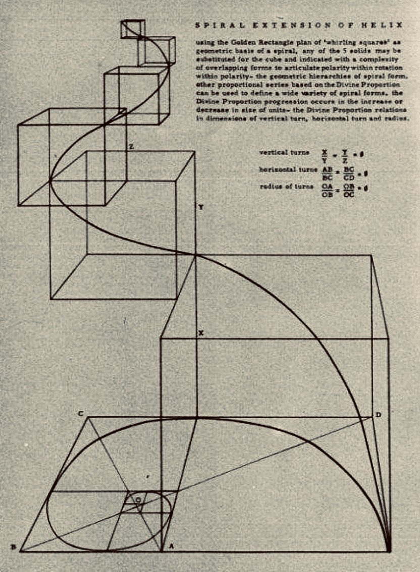 Pixel0Symphony's tweet photo. Anne Griswold Tyng, Spiral Extension of Helix From Form Finds Symmetry in Geometry. 1969. https://t.co/NmnpTmr9gx