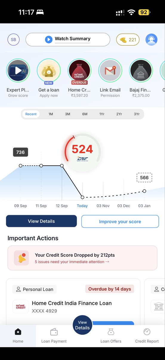 somilbhatnagar7's tweet photo. @HomeCredit_In Now my score is dropped by 212 points  evenafter payig on Emis On time Even I closed my account before time period  @FinMinIndia @RBI Please Take Action against homecredit https://t.co/5CgB2JBXnX