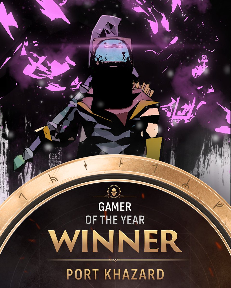 RuneFest's tweet photo. This is a BIG one... @PortKhazard takes home the Gamer of the Year! 🏆

The highest level of recognition at the Golden Gnomes achieved! https://t.co/kKvkwvmrXw