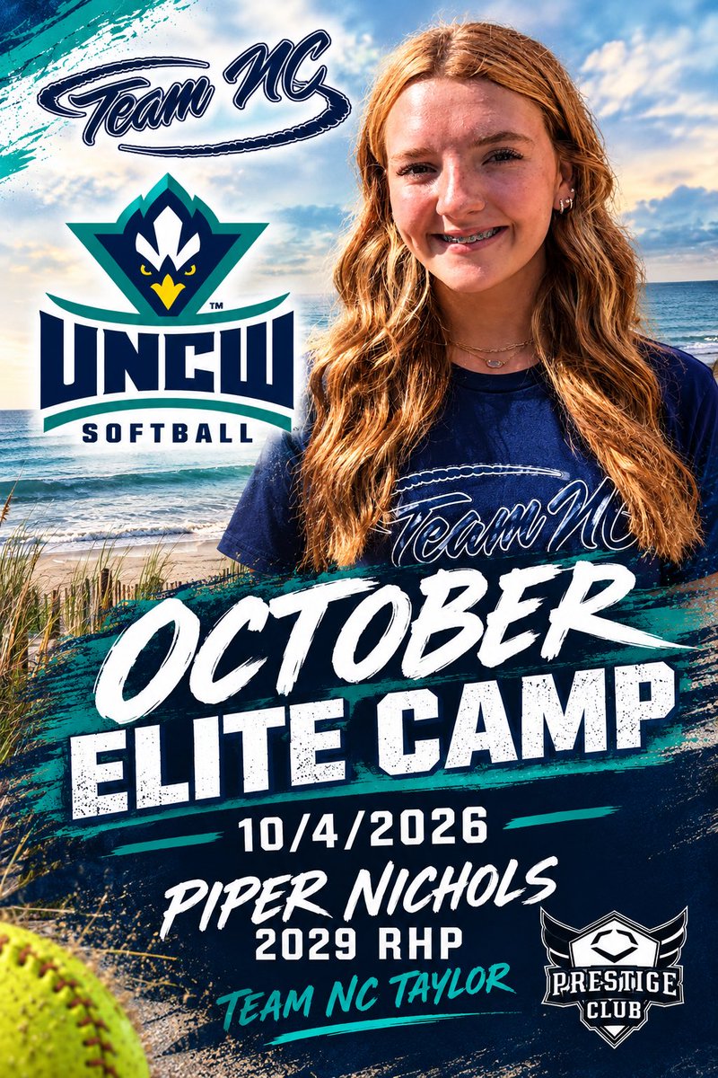 Piper_Nichols_7's tweet photo. Can’t wait to be back @UNCWsoftball tomorrow for Elite Camp! Excited for another opportunity to compete and learn from this great coaching staff and players. Ready to work and make the most of every pitch!!  Always a great day to be at the dub!! 🌊🦅 

@AshleyWadeUNCW @KylerHolton08 @alyss_33 @CatchingIron @teamnctaylor @TeamNCSoftball