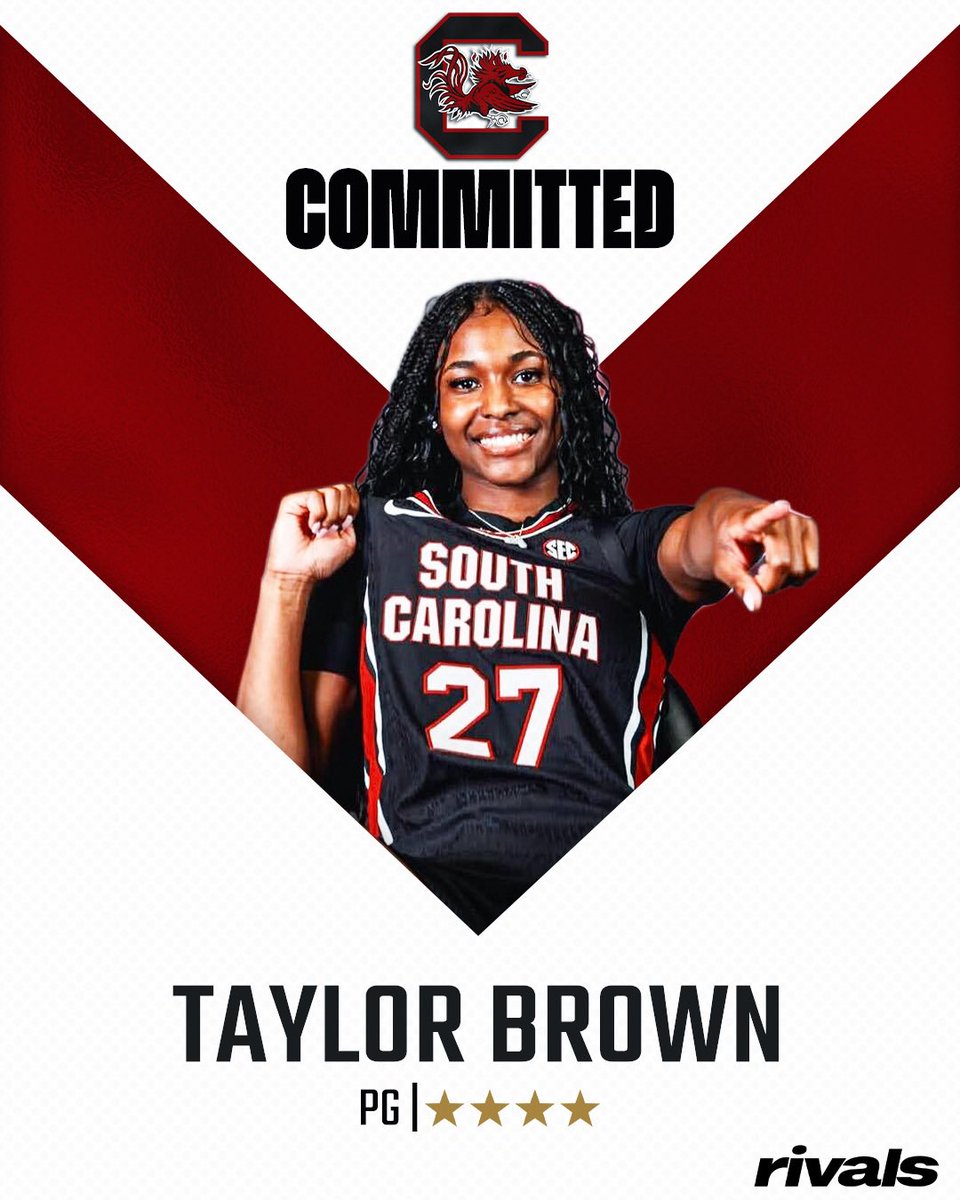 TaliaGoodmanWBB's tweet photo. NEWS: Top 2027 recruit Taylor Brown has committed to South Carolina. 

READ: https://t.co/z9qPlwKgWv https://t.co/5223bwbjmv