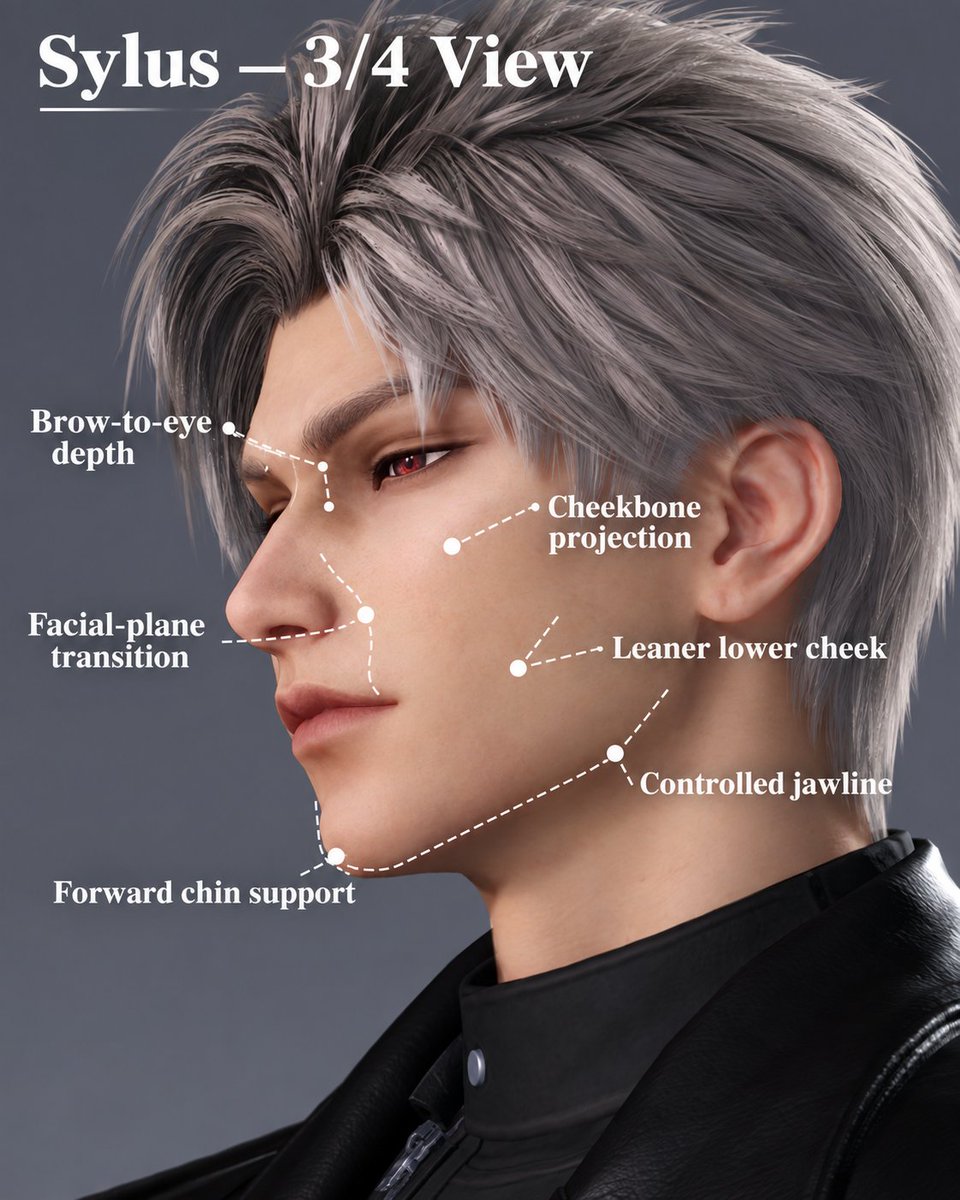 Rafsylzay1's tweet photo. The more you break down Sylus’s face, the more you realize his sharpness comes from structure, not just a strong jawline. #Sylus #sylusLoveandDeepspace #LoveandDeepspace #lads #ladssr https://t.co/uBsBqMB61P