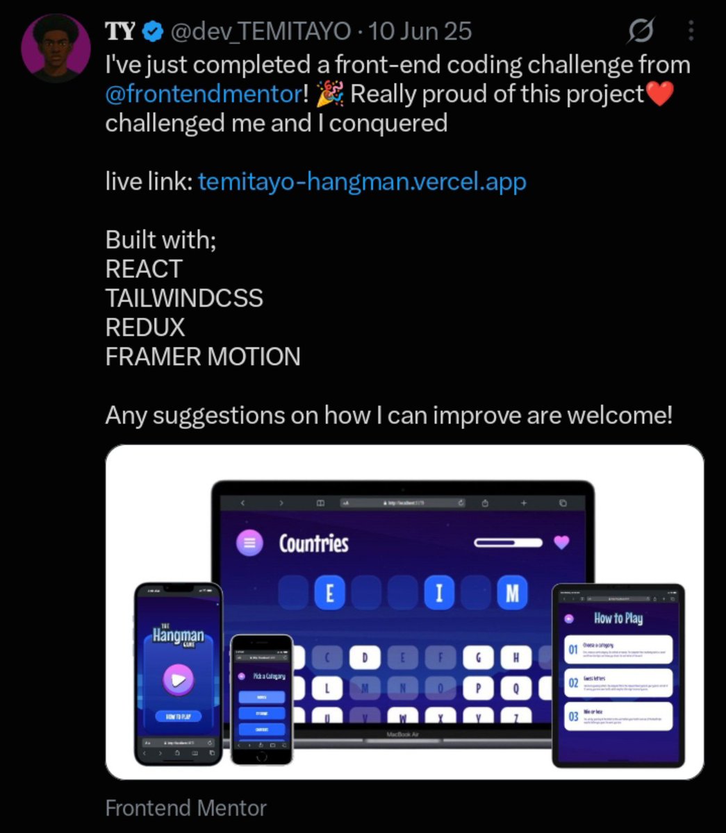 frontendmentor tweet picture