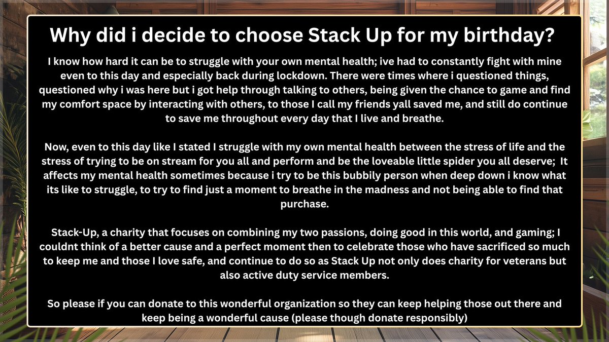 MykosTTV's tweet photo. My reason for doing this event, please if you can take a moment to read; TW: Discussion of Mental Health #charity #stackup https://t.co/sTsfymW68v