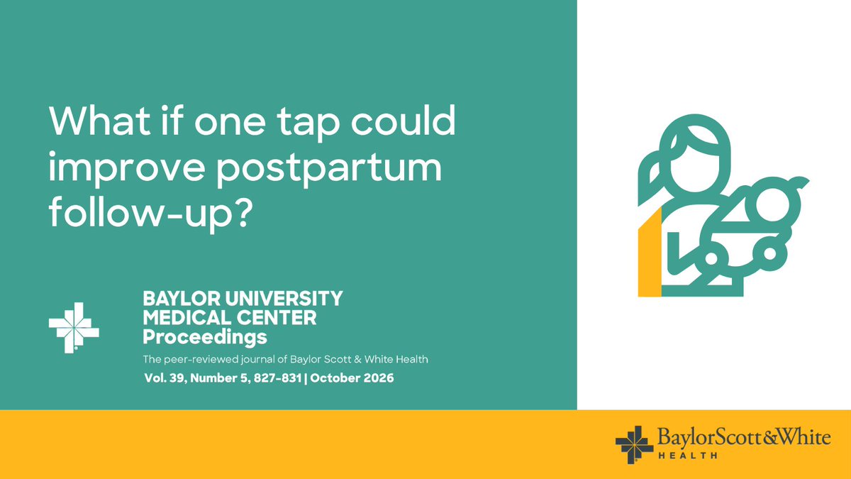 bswhealth_MED's tweet photo. Patients who engaged with a postpartum smartphone application at least once were 58% more likely to attend a comprehensive postpartum visit within 12 weeks of delivery. https://t.co/rAuRlidZIh
#DigitalHealth #MaternalHealth https://t.co/gszyNIdiUr