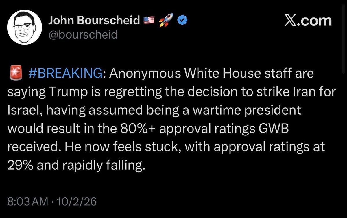 Villgecrazylady's tweet photo. Donald Trump is an unlearned narcissist with the impulse control of a toddler on meth. 

All the Zionists had to do was say “You’re gonna be sooo popular Don, the most popular President in the history if you just take down the Mullahs. It’ll be so easy too… 3 days max… they killed a million people last night. Think of your poll numbers��.”

And he gave them the war they’ve been waiting on for 4 decades. 

He ordered the deaths of thousands of Iranians and the crippling of the world’s energy supplies, not to mention placed who knows how many American troops in harms way for literally NOTHING other than his gottdam poll numbers.