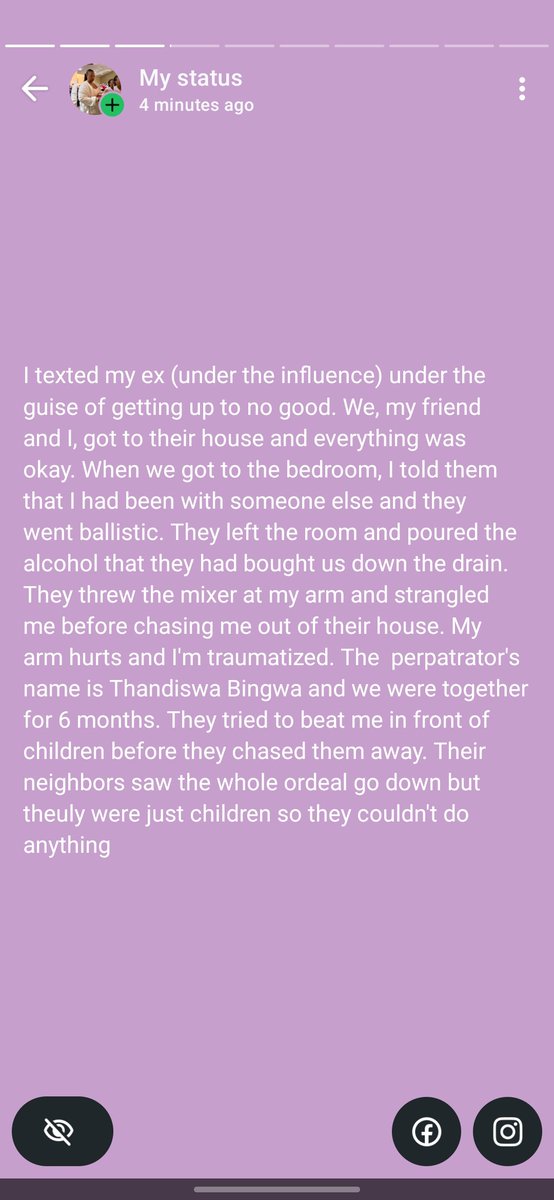 si_phelele's tweet photo. I was physically assaulted by my ex today. They thew a bottle at my arm and tried to strangle me all because I told them I had sexual relations with someone else. Their name is Thandiswa Bingwa. https://t.co/OCI5R8I2Tx