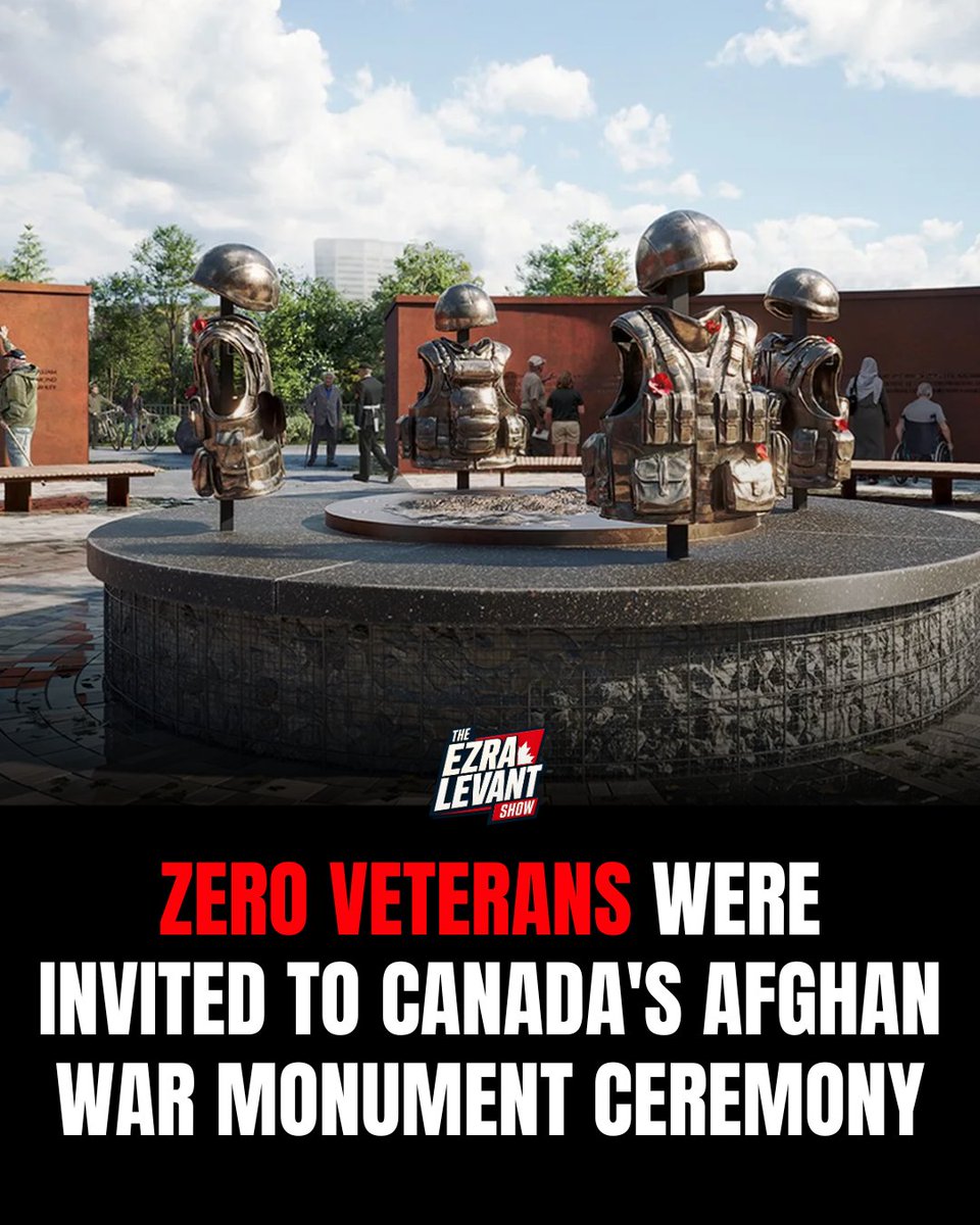 ezralevant's tweet photo. 40 minutes, and no time for a single veteran. 

On May 4, Veterans Affairs Canada broke ground on the National Monument to Canada's Mission in Afghanistan in Ottawa. 

158 Canadian soldiers died in that war. 

More than 40,000 served. 

Veterans Affairs Minister Jill McKnight spoke. 

Four cabinet ministers were on the program. 

Not one Afghan veteran got a speaking role. 

Veterans Affairs blamed time limits.