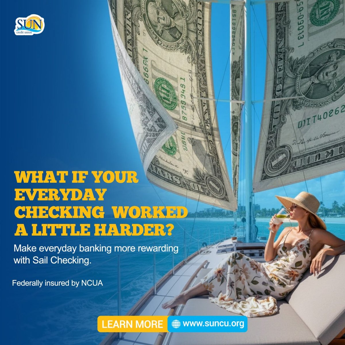 SUNCUFL's tweet photo. With Sail Checking from SUN Credit Union, your regular checking account can become a more rewarding part of your financial routine.

Ready to make more of your everyday checking? Learn more at https://t.co/J4JX3YxM6p

#savingmoney #moneymanagement #wealthbuilding #financialgoals https://t.co/1cxTzhXVwy