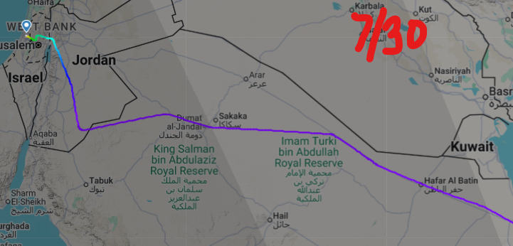 marinemom2025's tweet photo. After a conversation and tip from my friend @Deb4Empowerment about the mountain ridge along FlyDubai FZ1073’s route to Tel Aviv, I went back through the historical flight tracks for this specific route and aircraft dating to November 3, 2025.

What I found caught my attention.

For months, the flights generally followed a more conventional path across Saudi Arabia toward Israel. But beginning around late June or July, the routing appears to start changing.

By August 9–10, the track looks increasingly aligned with the edge of the mountain ridge. By August 20, that alignment becomes even more pronounced.

That raises a very simple question: who was issuing or approving these flight plans after June, and why did the routing change?

The mountain ridge matters because of what sits just beyond it.

An aircraft continuing north on the far side of that terrain could be only minutes from Muwaffaq Salti Air Base in Jordan, while the ridge could potentially affect line-of-sight visibility depending on altitude and position.

I’m not claiming the historical routes prove intent. They don’t.

But when a flight pattern that was relatively consistent for months begins changing and increasingly follows a specific geographic feature, it is worth asking why.

I’m going to post the historical tracks side by side so people can look at the progression themselves. You decide.