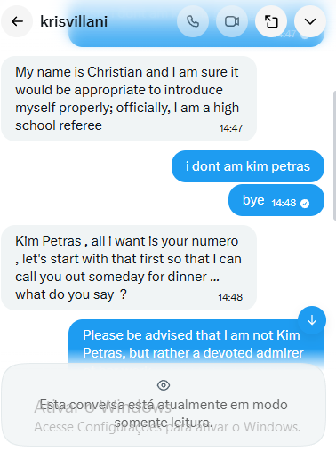 pedrocaiis's tweet photo. Guys, some guy just DMed me thinking I was Kim Petras. He even mentioned money, I'm literally so freaked out right now. https://t.co/8CYbmVXn9x
