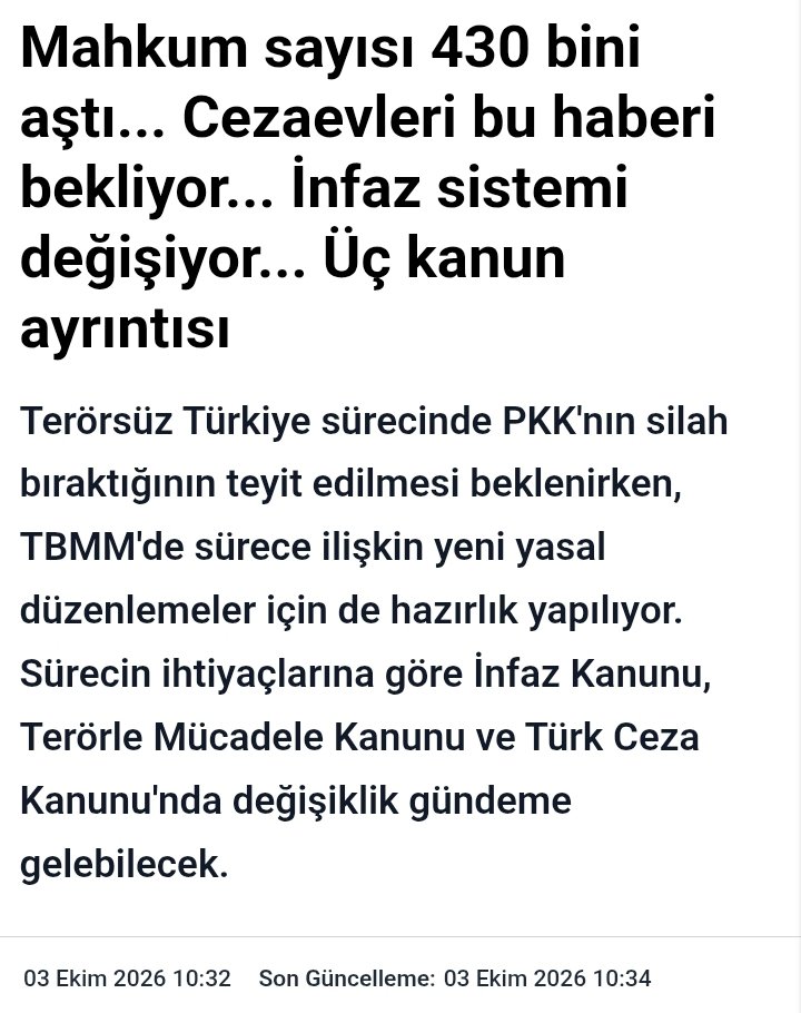 _Selcuk_Coban_'s tweet photo. YAKLAŞIK YARIM MİLYON KİŞİ CEZA EVLERİNDE!

Cezaevlerindeki mahkum sayısı 430 bini aşmış durumda. Kamuoyunda ise yine yeni bir "İnfaz Düzenlemesi" ve örtülü af tartışması yürütülüyor.
​Ancak sorulması gereken asıl soru şudur: İnfaz sistemini sürekli değiştirip cezaları indirmek topluma adalet getirir mi, yoksa suçluya cesaret mazluma mağduriyet mi verir?
​
Beşeri hukuk sistemleri caydırıcılığını yitirdikçe çareyi sürekli yeni "Yargı Paketleri" çıkarmakta arıyor. Oysa İslam Ceza Hukuku'nda (Ukûbât) temel gaye; suçluyu caydırmak ve mazlumun hakkını muhafaza etmektir.

​İslam nizamı, suçu toplumda yok etmek ve huzuru tesis etmek için şu 3 kademeli esası yürürlüğe koyar:

​1. Takva Ehli Bir Toplum İnşası:
Devletin asli vazifesi Allah korkusunu ve ahiret bilincini merkeze alan bireyler yetiştirmektir. Allah’tan sakınan insanların çoğunlukta olduğu bir toplumda suç oranları zaten kendiliğinden asgari seviyeye iner.
​
2. Suça Giden Yolların Kapatılması:
İslam sadece suçu cezalandırmaz, suçu doğuran sebepleri kurutur. Örneğin; mahremiyet ölçülerinin korunması ve evliliğin kolaylaştırılması gayrimeşru ilişkileri engeller; faiz ve kumarın yasaklanması, zekatın zenginden alınıp fakirlere dağıtılması hırsızlık ve dolandırıcılık zeminini yok eder.

3. Caydırıcı ve Adil Cezalar:
İslami takva bilinci verilip suça giden kapılar kapatıldıktan sonra hâlâ kamu düzenini bozan ve suça meyleden kimseler için caydırıcı cezalar kaçınılmazdır. Bu durum mağdurun hakkını korur ve suça niyetlenenlere kesin bir gözdağı verir.

​Suç ve suçlu üreten bir yapıyı düzeltmek; suçluyu koruyan infaz yasalarıyla veya sürekli af çıkarmakla mümkün değildir. Çözüm; insanı, toplumu ve devleti sahih akidemizden neşet eden İslam Nizamı ile yeniden inşa etmektir.