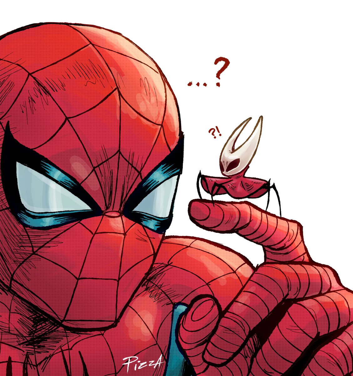 pizza990's tweet photo. One year ago today, Pizza Mert shared the drawing of Spider-Man and Hornet and started a drawing trend https://t.co/T5rrsiMfAK