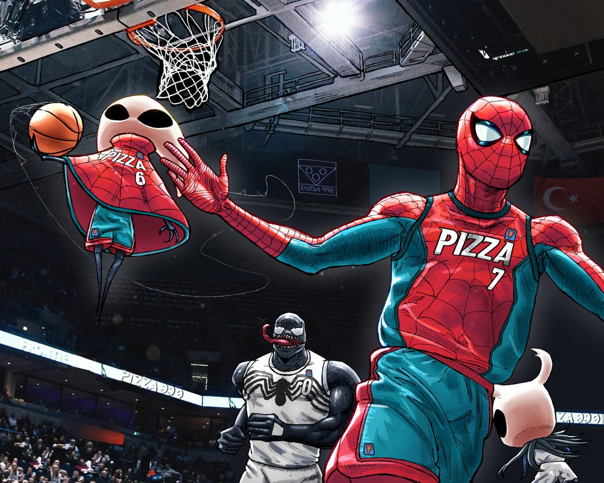 pizza990's tweet photo. One year ago today, Pizza Mert shared the drawing of Spider-Man and Hornet and started a drawing trend https://t.co/T5rrsiMfAK