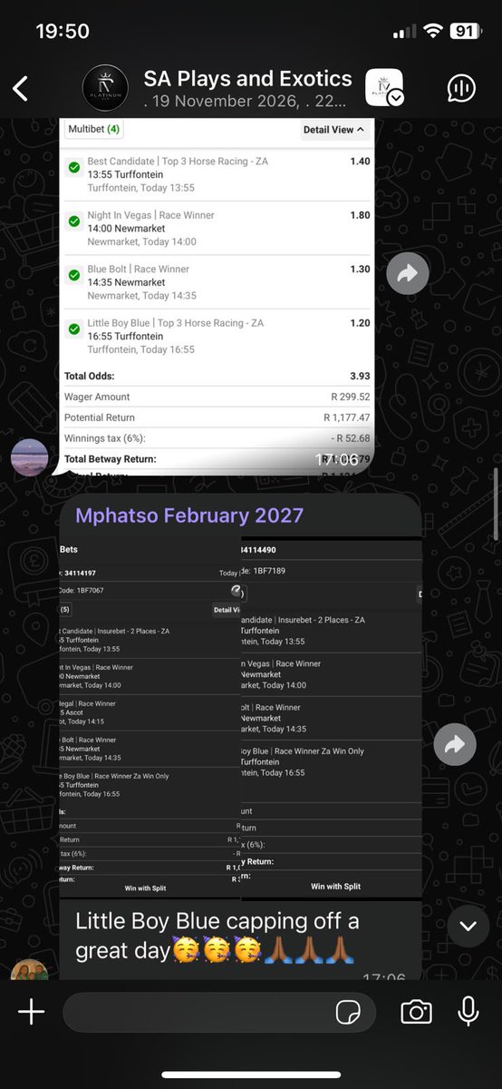 AashishRamnunan's tweet photo. 𝐓𝐡𝐞 𝐅𝐨𝐫𝐦 𝐂𝐨𝐧𝐭𝐢𝐧𝐮𝐞𝐬 - Spring Spree Saturday 

After a small blip yesterday, we resume back to our regular winning form of the last few weeks. 

• Best bet lands ☑️
• 15+ odds Multi wins ☑️
• The screenshots show the story. He says, “Capping off a great day 🥳”

We’ve ended September extremely strong and started October off with a bang. 

Take advantage of our promos. The members Prive hub is inclusive in all memberships as well as premium access to our WhatsApp Community. 

WhatsApp: 078 430 5316

or go to our newly revamped website 

https://t.co/CAXSv8zpjb