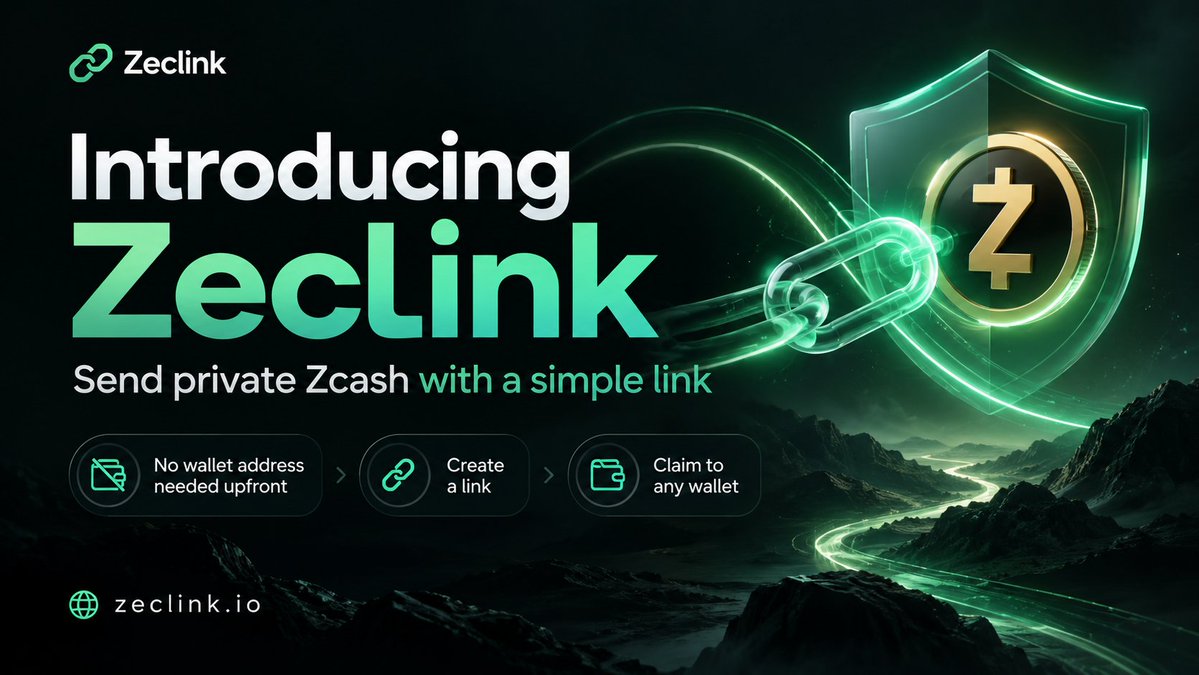 zeclink_io's tweet photo. Introducing ZecLink ⚡
🔐 Send private Zcash with a simple link.
📩 No wallet address needed upfront.
🔗 Create a ZecLink → share it → the recipient claims the ZEC to their wallet.
Private. Simple. Shareable. ✨
🌐 https://t.co/G5xPdy4hsX
#Zcash #ZEC #Privacy https://t.co/kM1fLrn6DM