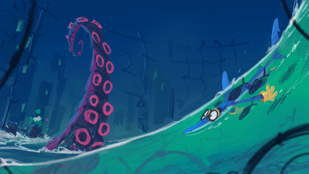 pickpock_game's tweet photo. Sharks, Squids and a lot of Trash! 

We wrote a 3D Action Platformer where you play as Pickpock, an ocean trash cleaner who's forced to face an "unexpected" invasion (he caused it).

Follow to see us try and bring this project to life! https://t.co/9J3M1ouXiA