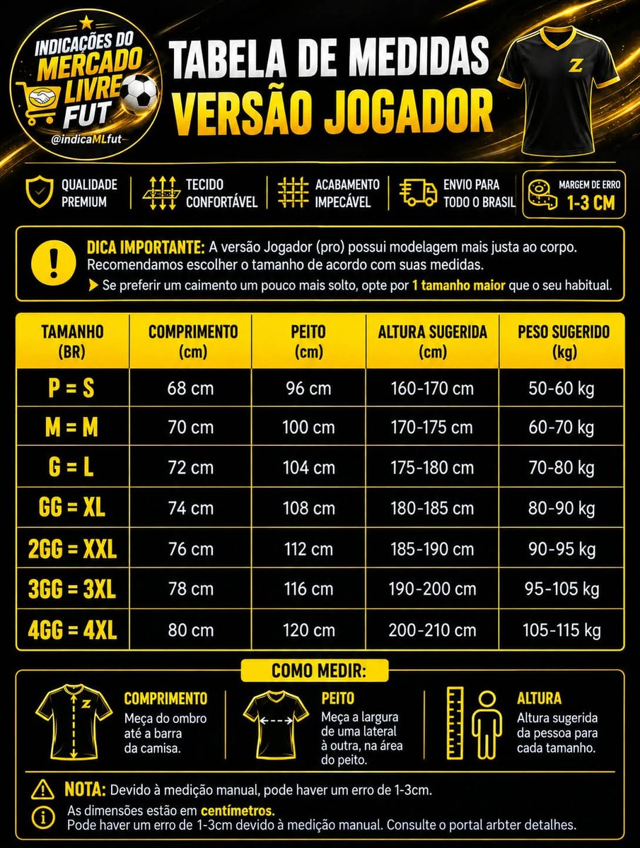 IndicaMLfutt's tweet photo. TABELAS DE MEDIDAS DAS CAMISAS!

O Recomendável é sempre comprar um tamanho a mais que você usa para não ficar apertada.(Ex. Se usa G peguei GG) https://t.co/KN4xAB6cwJ