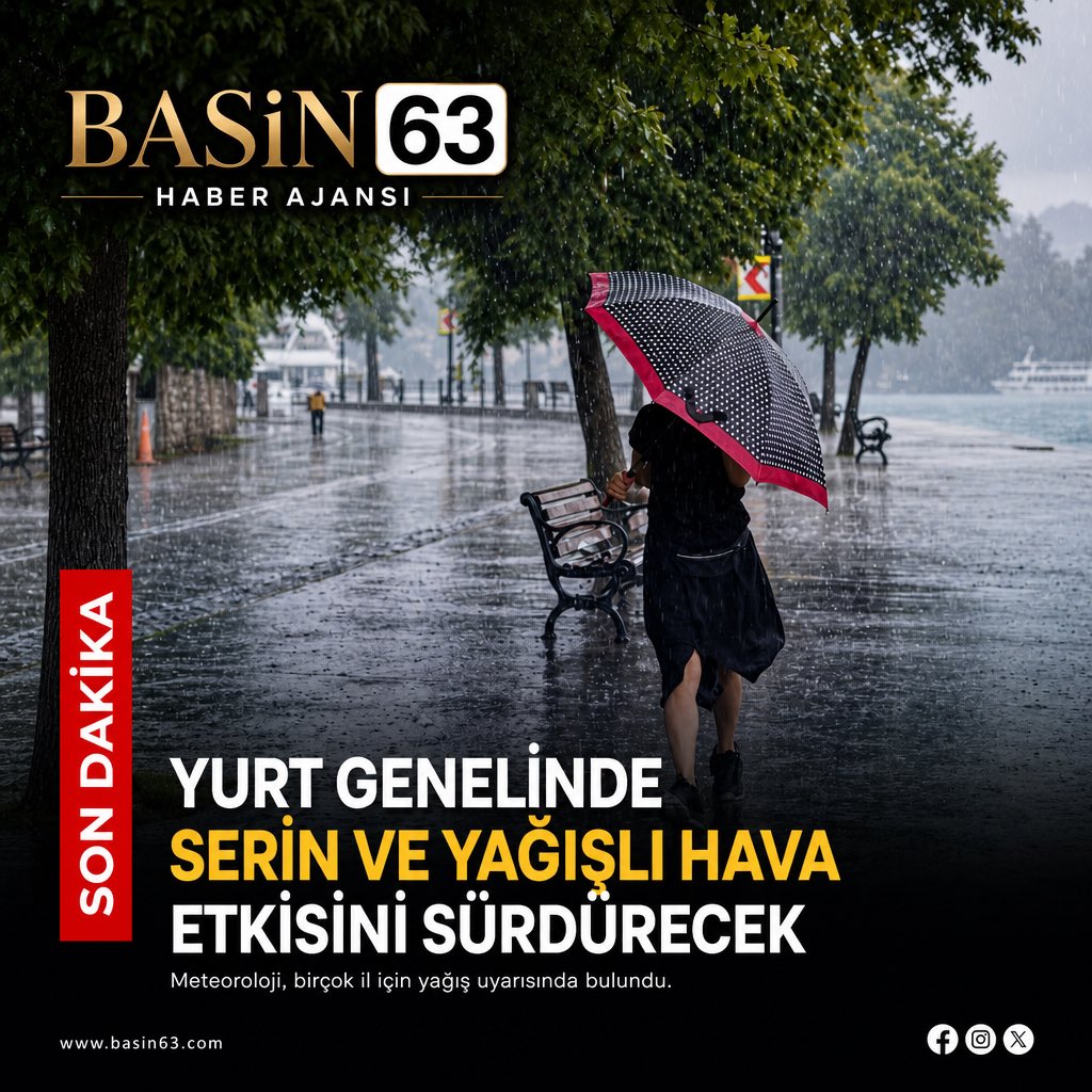 Basin63_com's tweet photo. Yurt genelinde serin ve yağışlı hava etkisini sürdürmeye devam edecek. https://t.co/2KvJQbYt4G